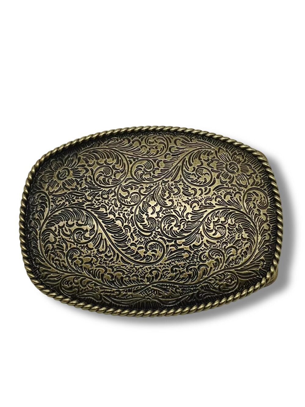 7584 Western Floral Belt Buckle, Antique Silver Finish Western Belt Buckles - Picture 1 of 1